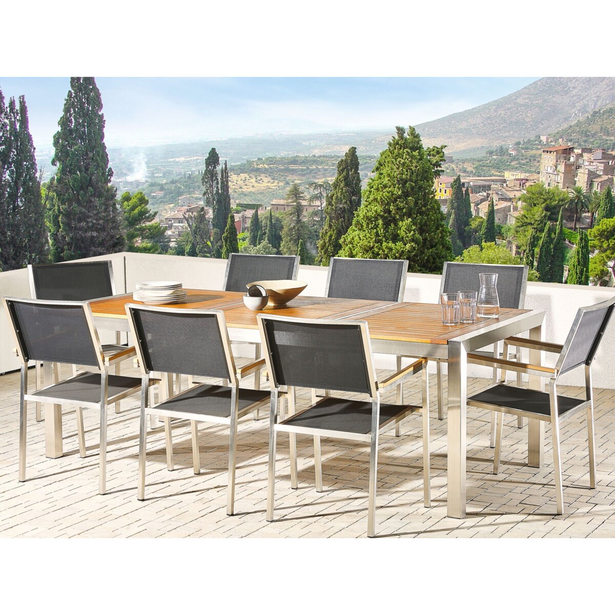 Stół ogrodowy eukaliptus 220 x 100 cm jasne drewno GROSSETO