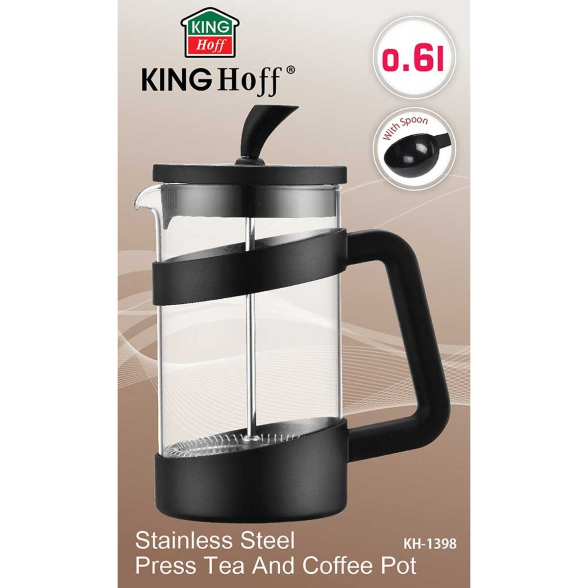 Zaparzacz tłokowy do herbaty kawy ziół french press 600ml KINGHOFF
