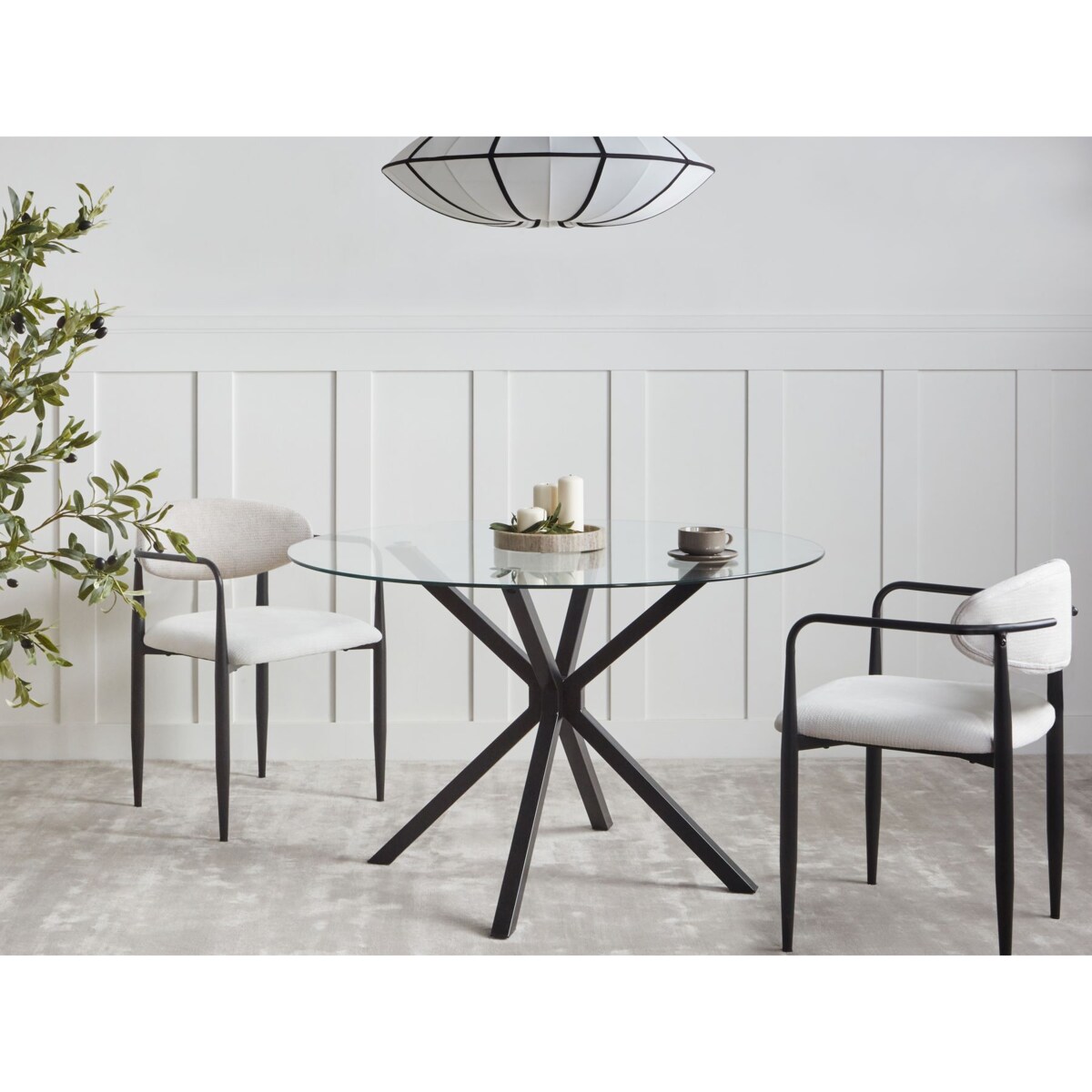 Stół do jadalni MESTON Czarny 120 cm Szkło hartowane