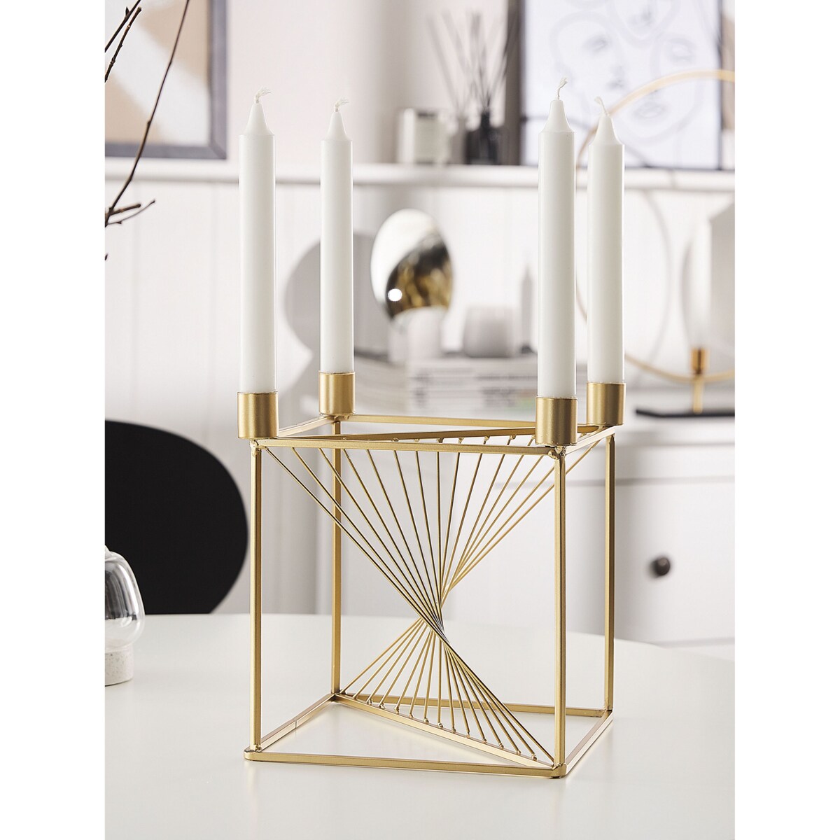 Świecznik metalowy 23 cm złoty MINDORO