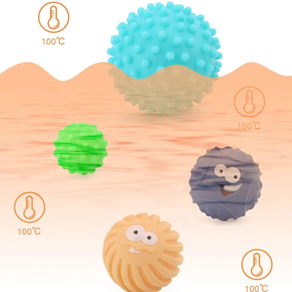 Piłeczki sensoryczne (duże) - miękkie klocki 4 szt