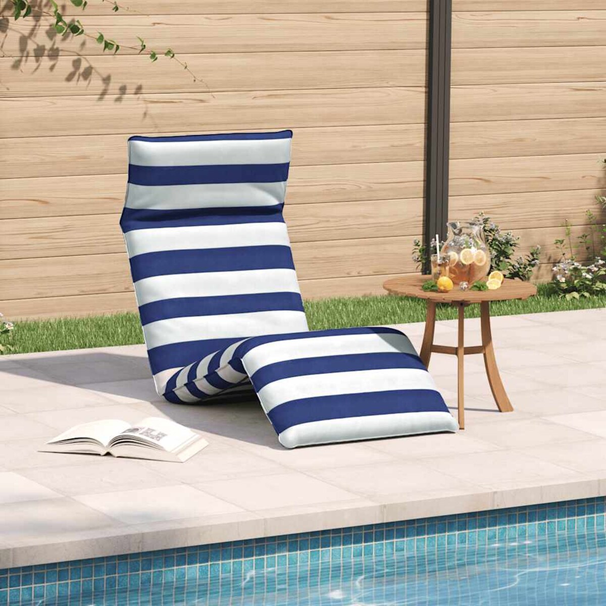 vidaXL Leżak składany niebieski i biały 175x54x8,5 cm tkanina Oxford