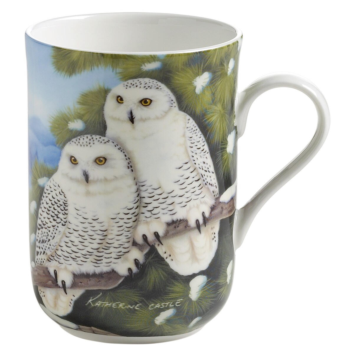 Kubek Birds Sowa, biały ze wzorem, 350 ml