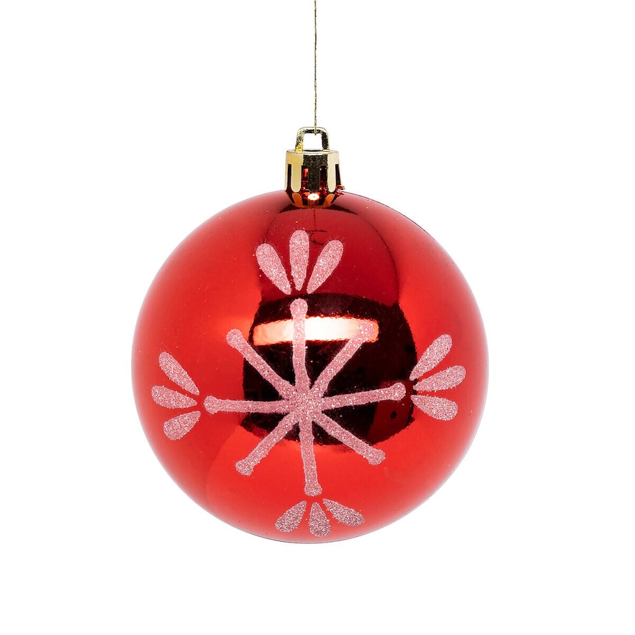 Zestaw czerwonych bombek z białym wzorem, Ø 8 cm