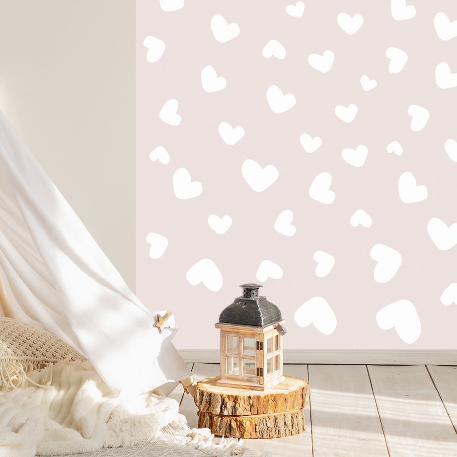 Naklejka na ścianę łuk brudny róż - serca L