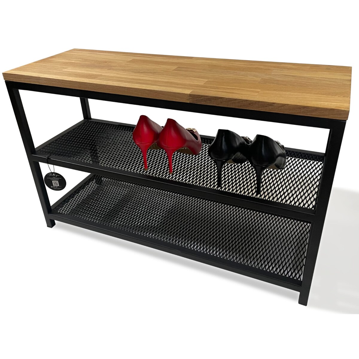 Szafka na buty loftowa dębowe siedzisko 80cm