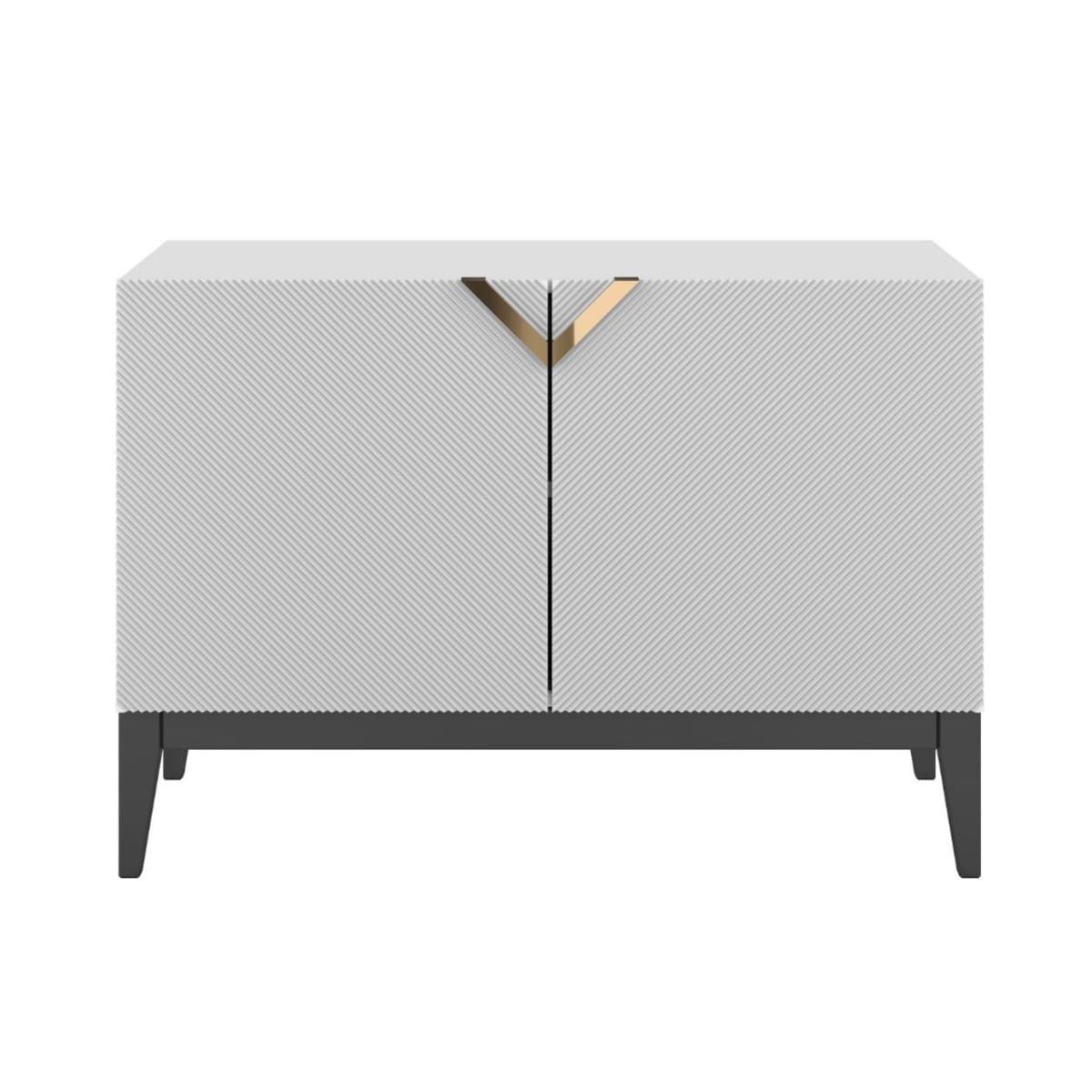 Drewniana komoda Visby DEMI LONG 2D / kolor biały + czarne nogi / szer. 100,5 cm