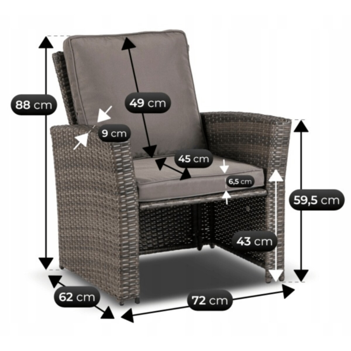 Zestaw Mebli Ogrodowych Na Taras Ogród Technorattan Szary DELGADO