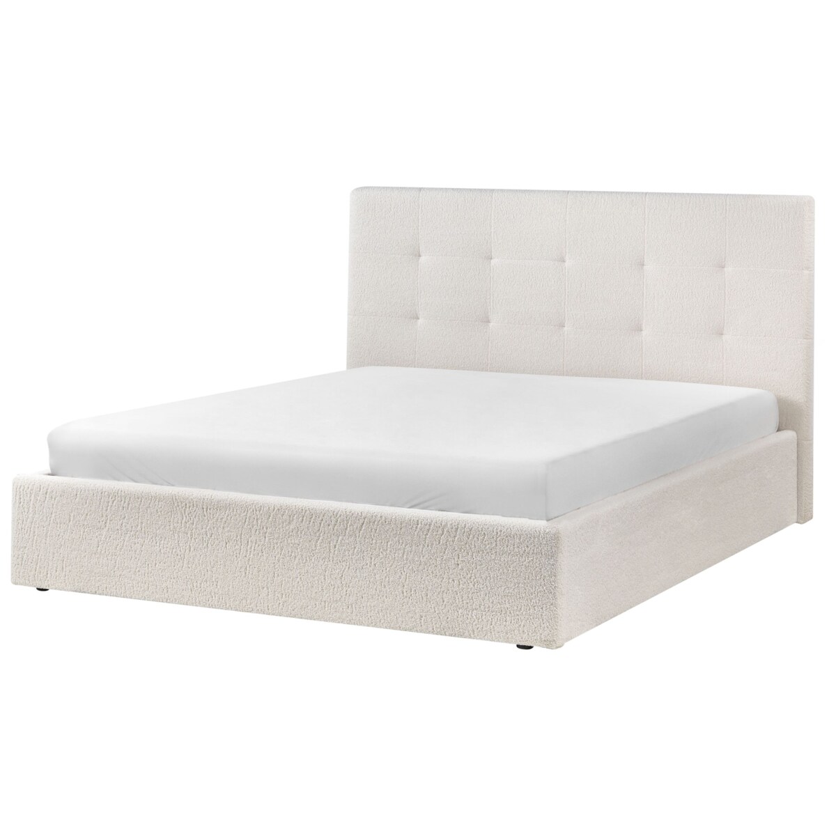 Łóżko z pojemnikiem Boucle LORIENT 160 x 200 cm Złamana biel