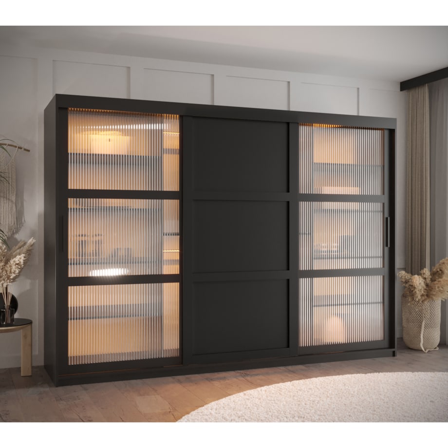 Szafa przesuwna Garderoba FLUTES 3 250 czarny