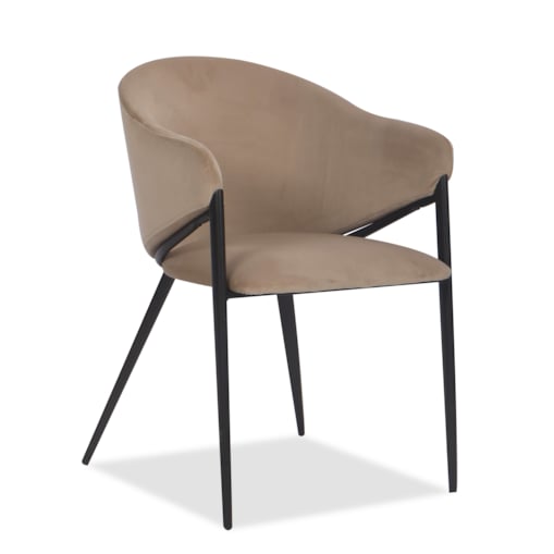 Krzesło tapicerowane do salonu welurowe GLAMOUR beżowe