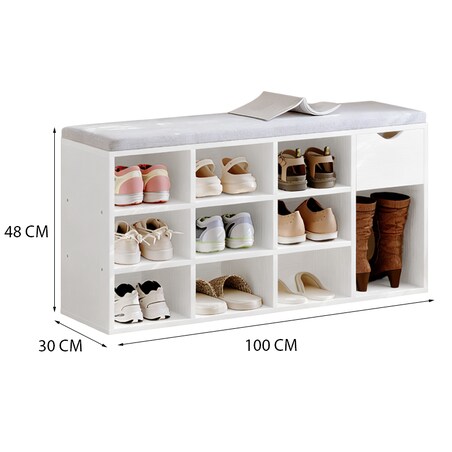 Szafka na buty z siedziskiem loft biała ławka przedpokój nowoczesna 100cm