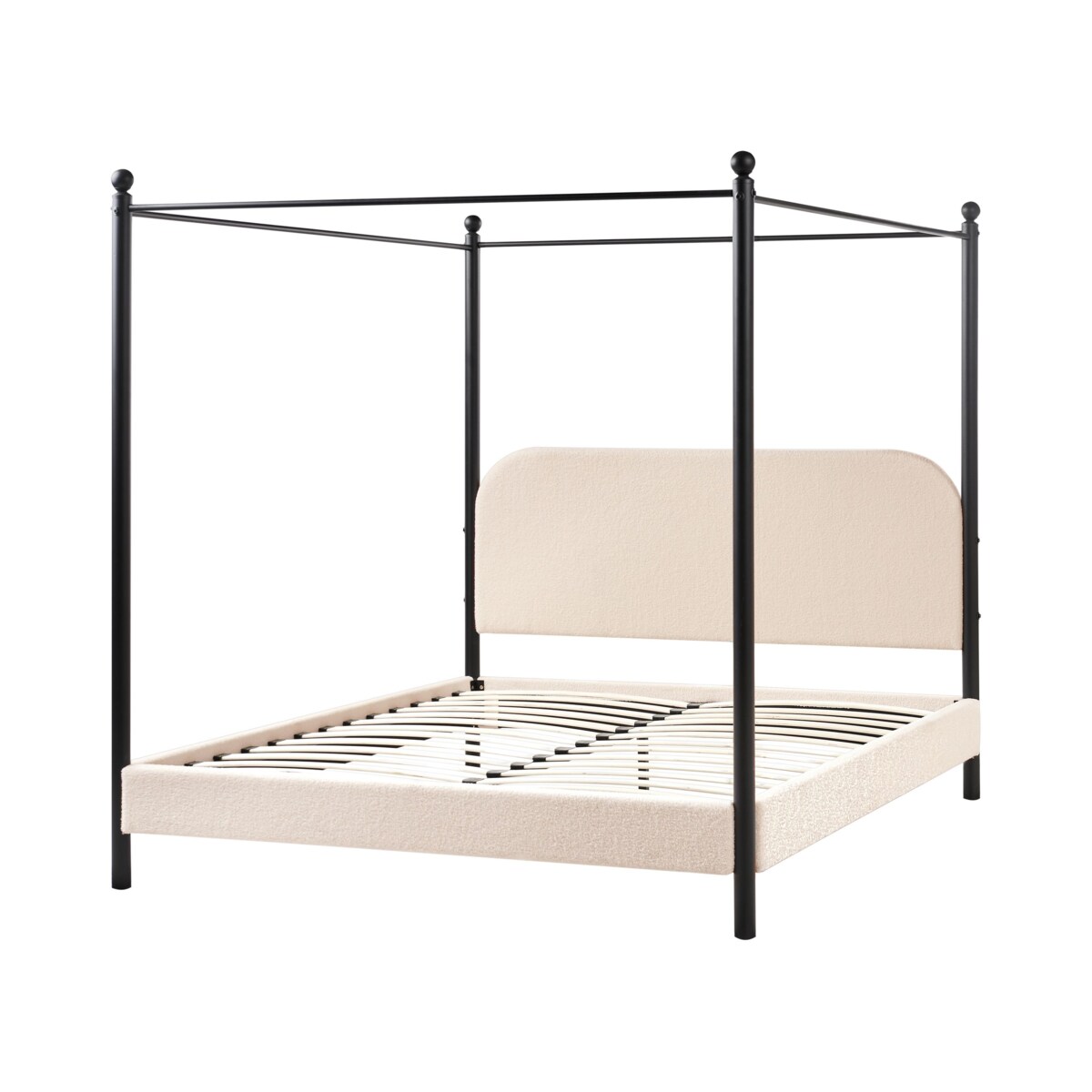 Łóżko z baldachimem Boucle DANNEMOIS 140 x 200 cm Beżowy