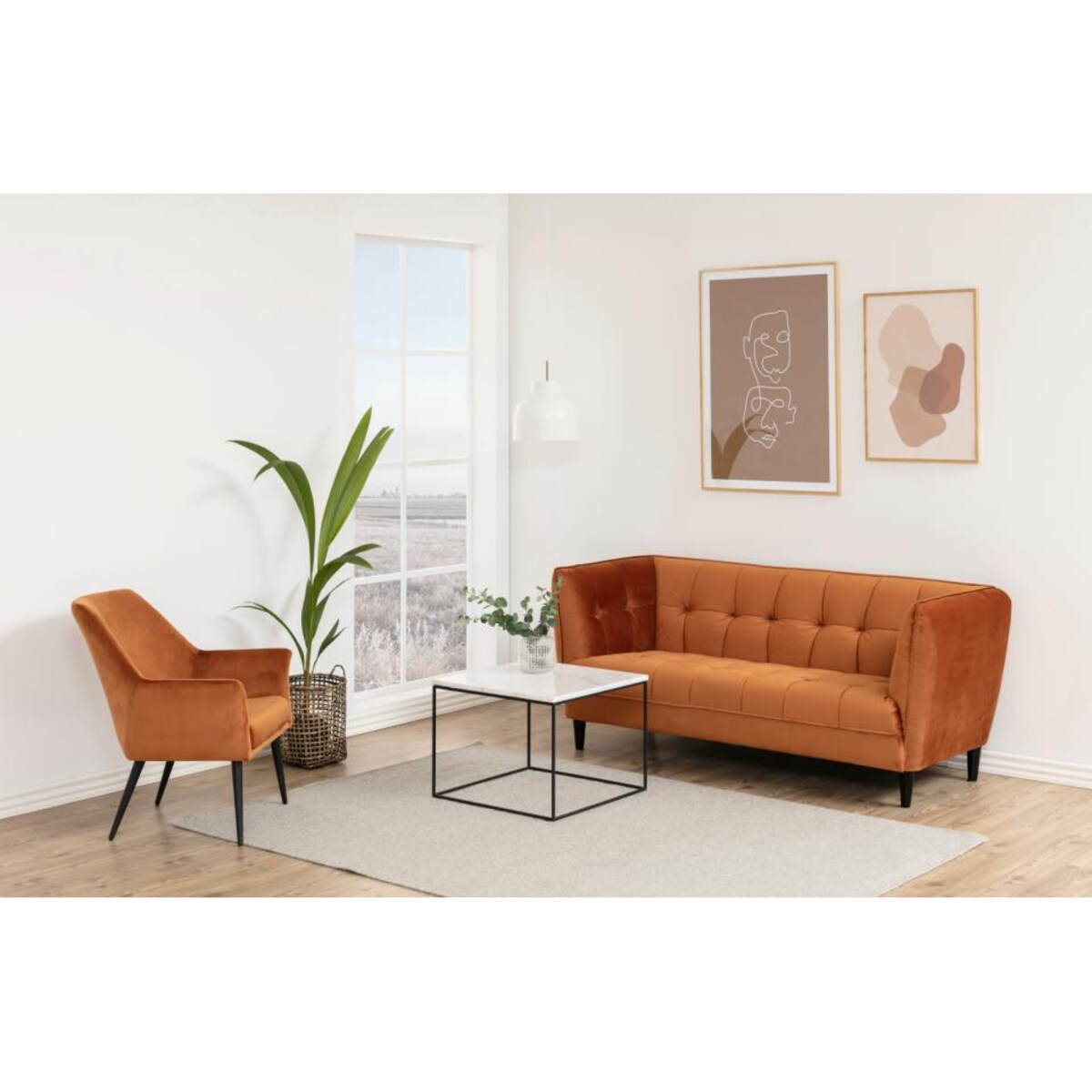 Stolik kawowy Bolton kwadratowy marmur czarny/biały