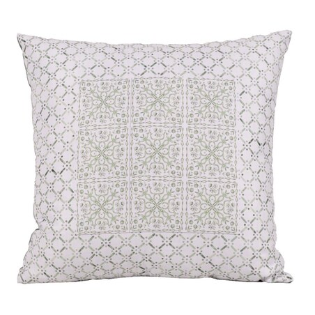 Poszewka dekoracyjna 43x43 biała, w zielony ornament, Darymex