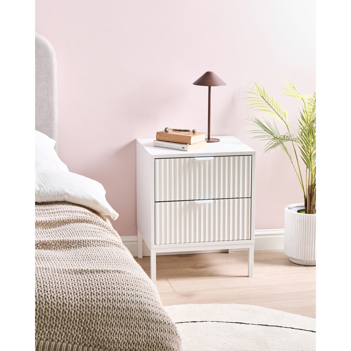 Szafka nocna 2 szuflady ADELAIDE Biały