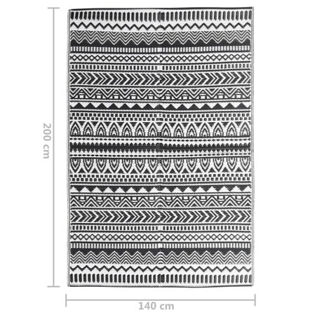 vidaXL Dywan zewnętrzny, ARAKIL czarny, 140 x 200 cm, PP