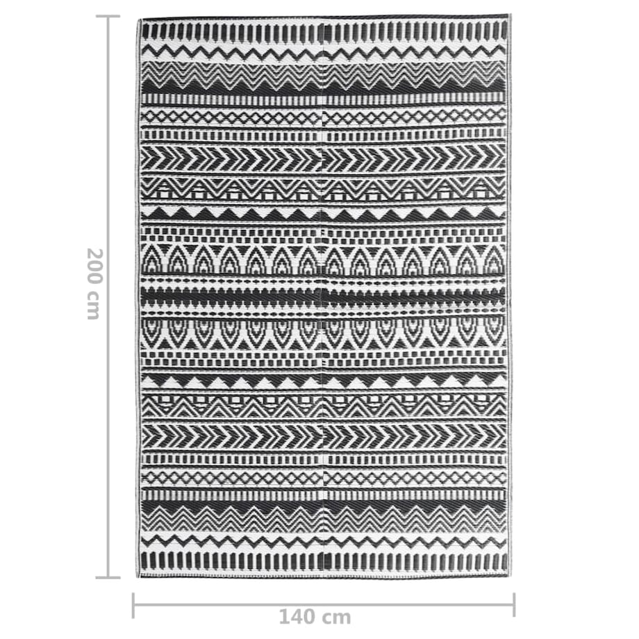 vidaXL Dywan zewnętrzny, ARAKIL czarny, 140 x 200 cm, PP