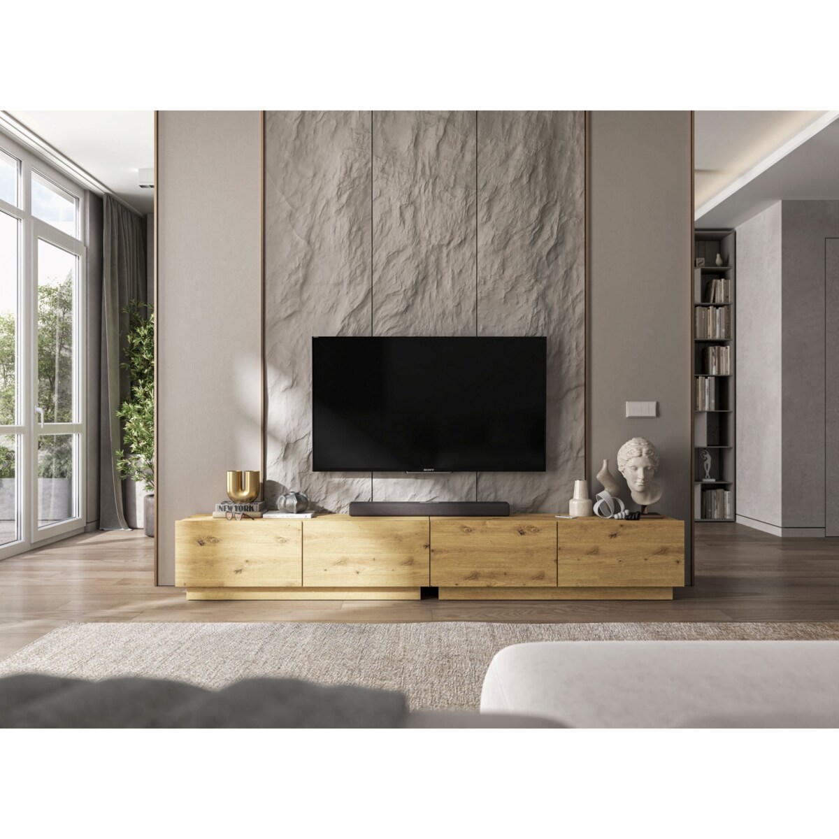 Szafka RTV Loft Stojąca / Wisząca Komoda RTV Dąb Artisan 240 cm