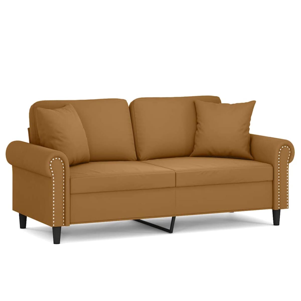 vidaXL 2-osobowa sofa z poduszkami, brązowa, 140 cm, aksamit