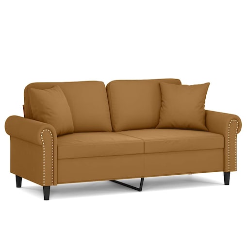 vidaXL 2-osobowa sofa z poduszkami, brązowa, 140 cm, aksamit