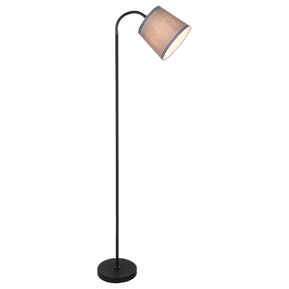 Sypialniana lampa stojąca Godric 6639 abażurowa na peszlu szara