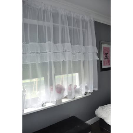 firana z lekkiej etaminy "sophia" dwie falbanki 400x160cm | taśma