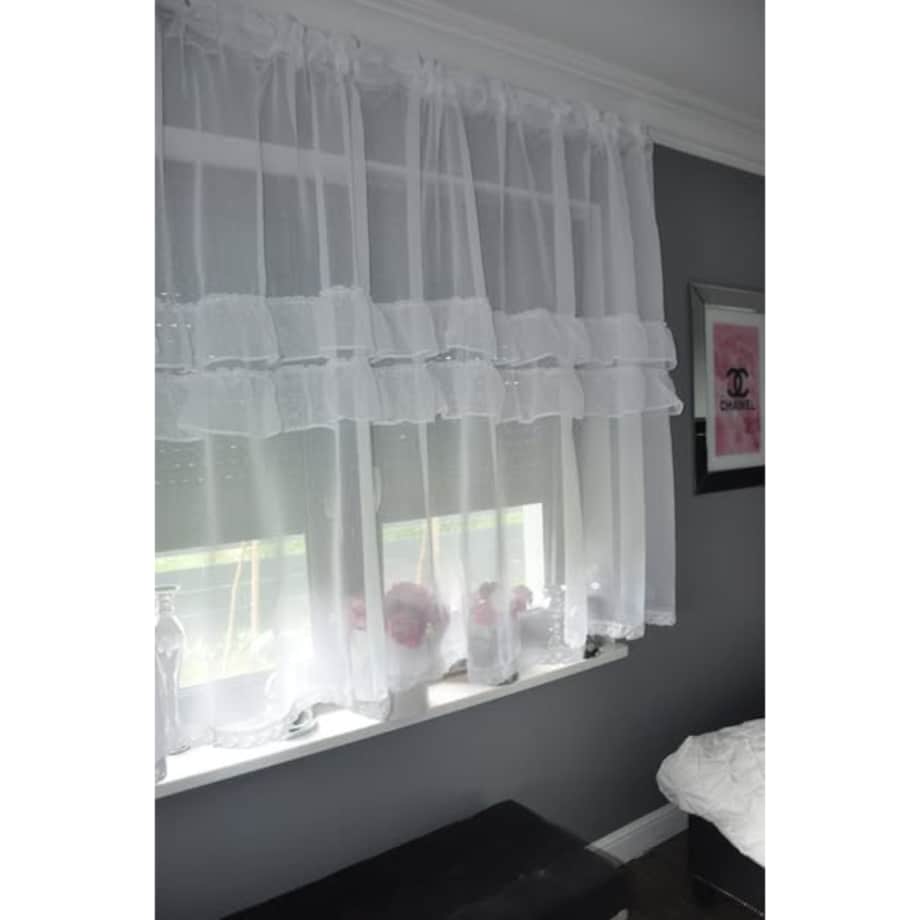 firana z lekkiej etaminy "sophia" dwie falbanki 400x160cm | taśma