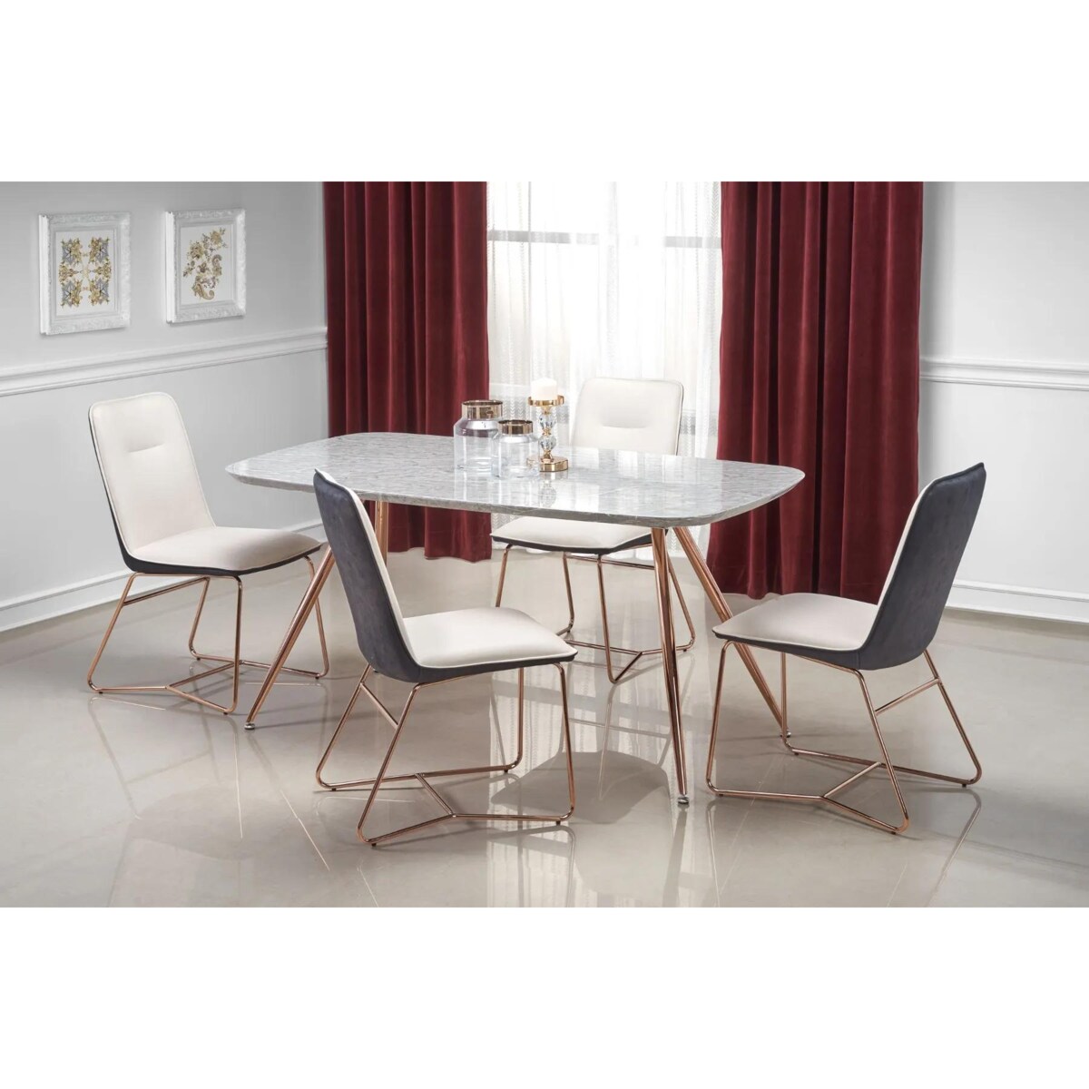 Krzesło tapicerowane K390 kremowe/ciemno szare