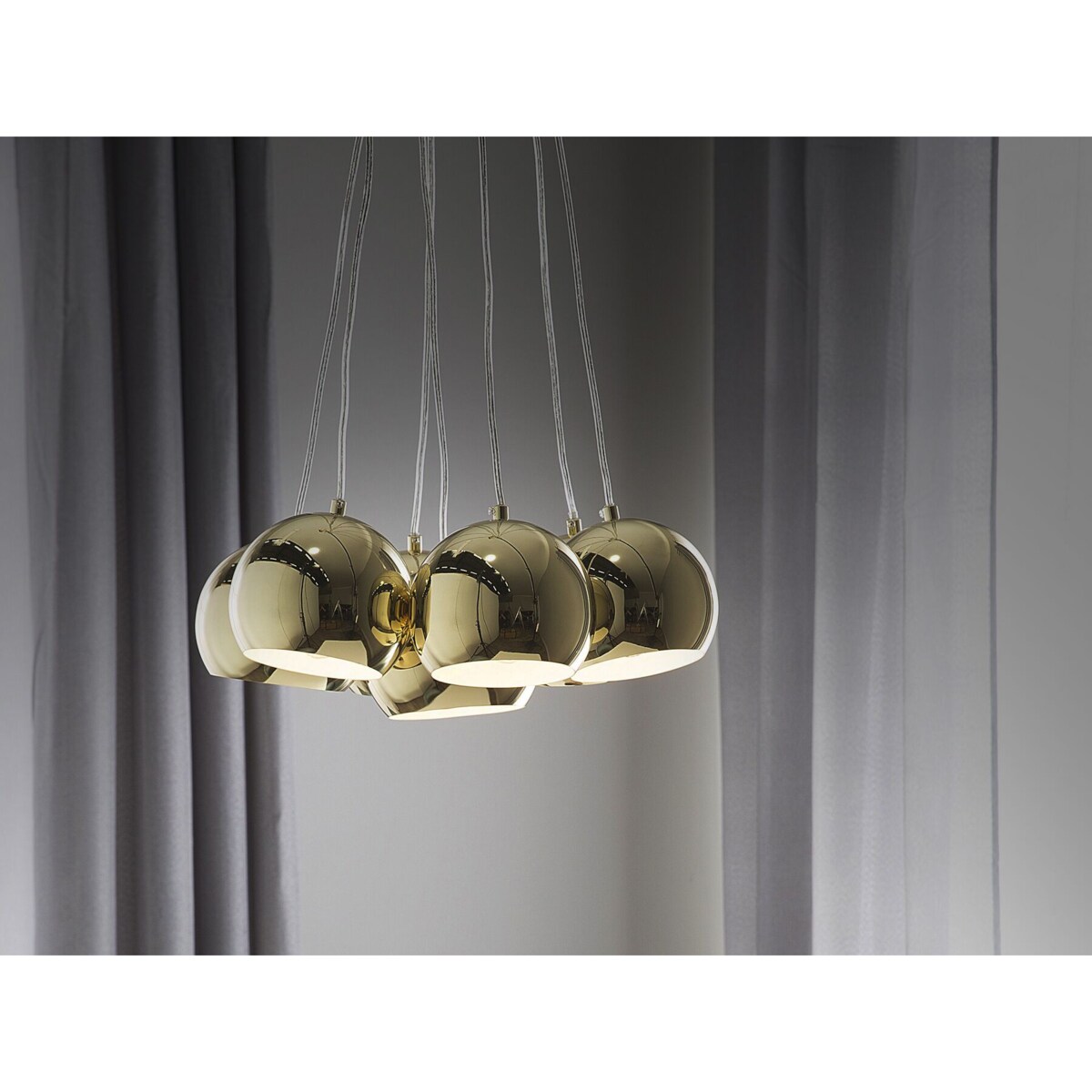 Lampa wisząca 7 kloszy metalowa złota OLZA