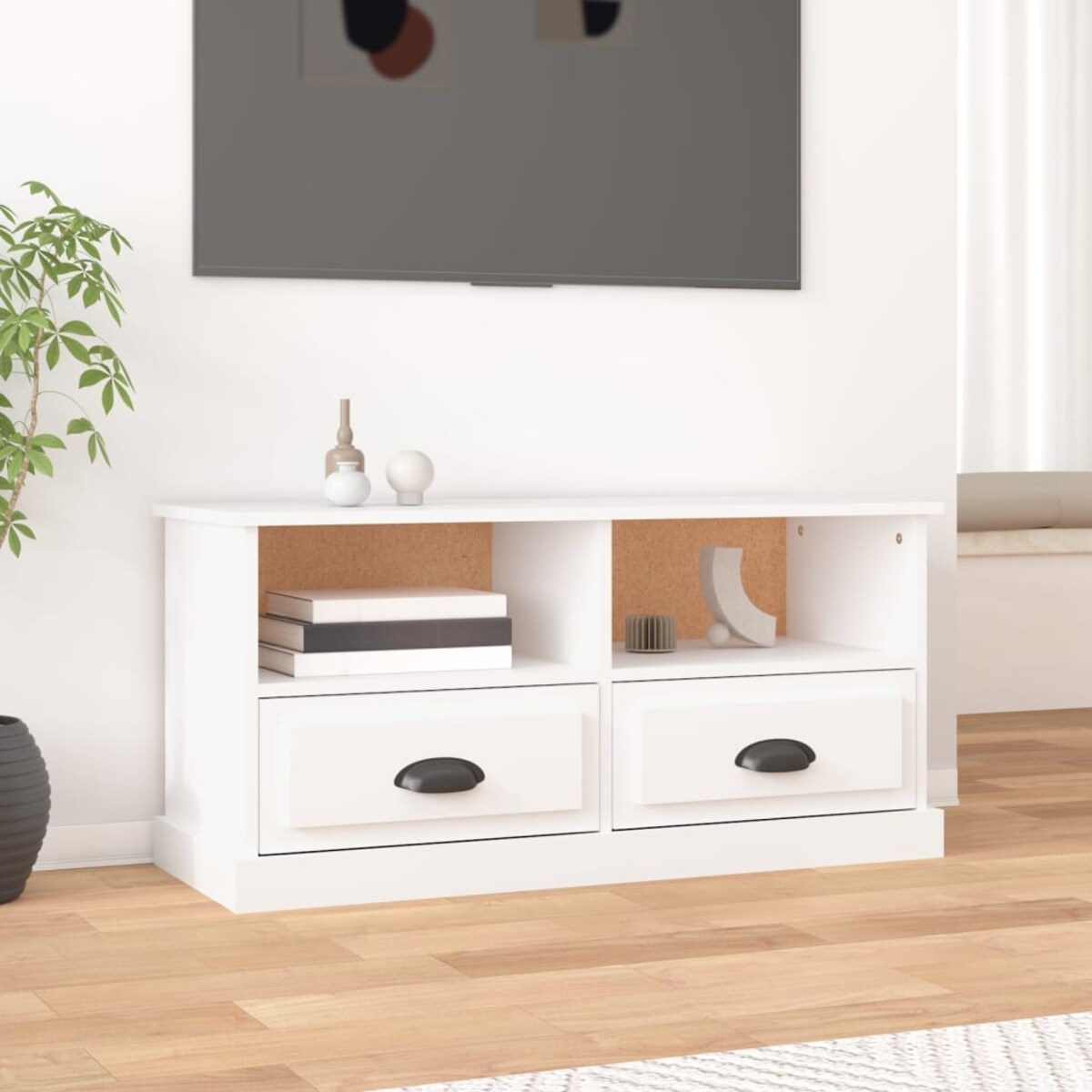 vidaXL Szafka pod TV, biała, 93x35,5x45 cm, materiał drewnopochodny