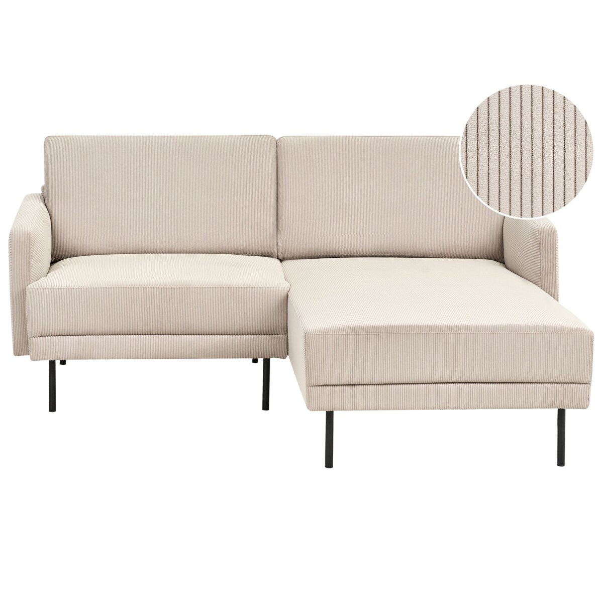 Narożnik dla 2 osób BREDA Sztruks Beżowy Lewostronny