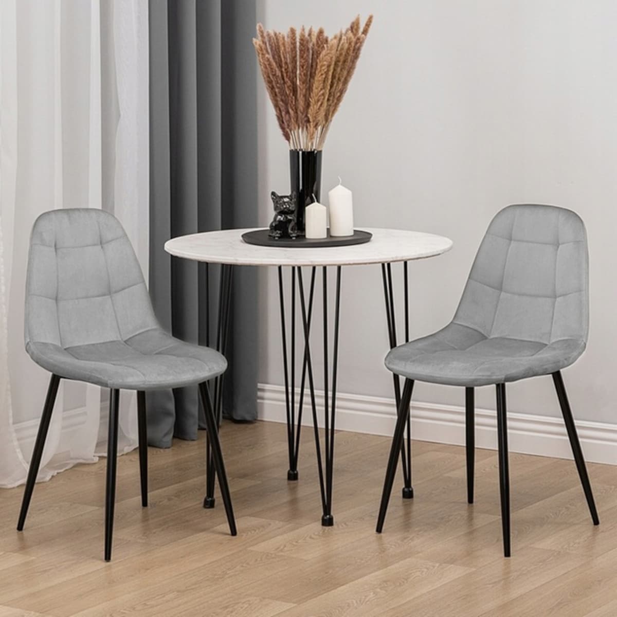 Krzesło tapicerowane welurowe szare nowoczesne loftowe