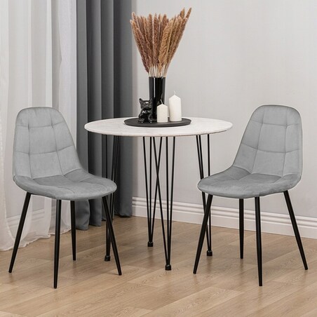 Krzesło tapicerowane welurowe szare nowoczesne loftowe