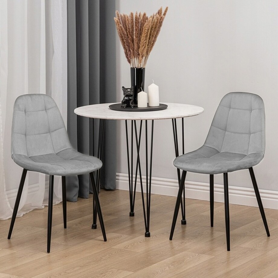 Krzesło tapicerowane welurowe szare nowoczesne loftowe
