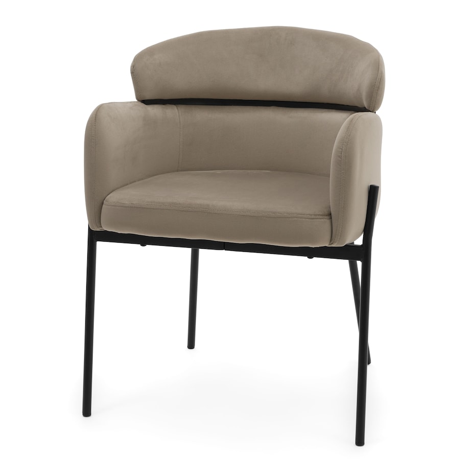 Krzesło tapicerowane welurowe do salonu BOLZANO ciemnobeżowe