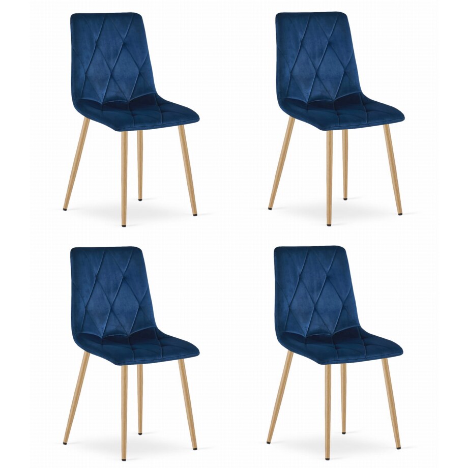 Krzesło Do Jadalni Kuchni Salonu Libra - Granat Aksamit / Nogi Kolor Drewna X 4