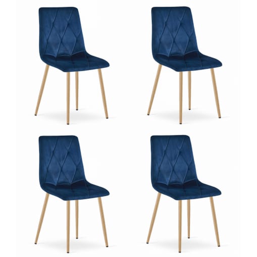 Krzesło Do Jadalni Kuchni Salonu Libra - Granat Aksamit / Nogi Kolor Drewna X 4