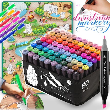 Mata edukacyjna do malowania Ricokids + markery dwustronne 80szt