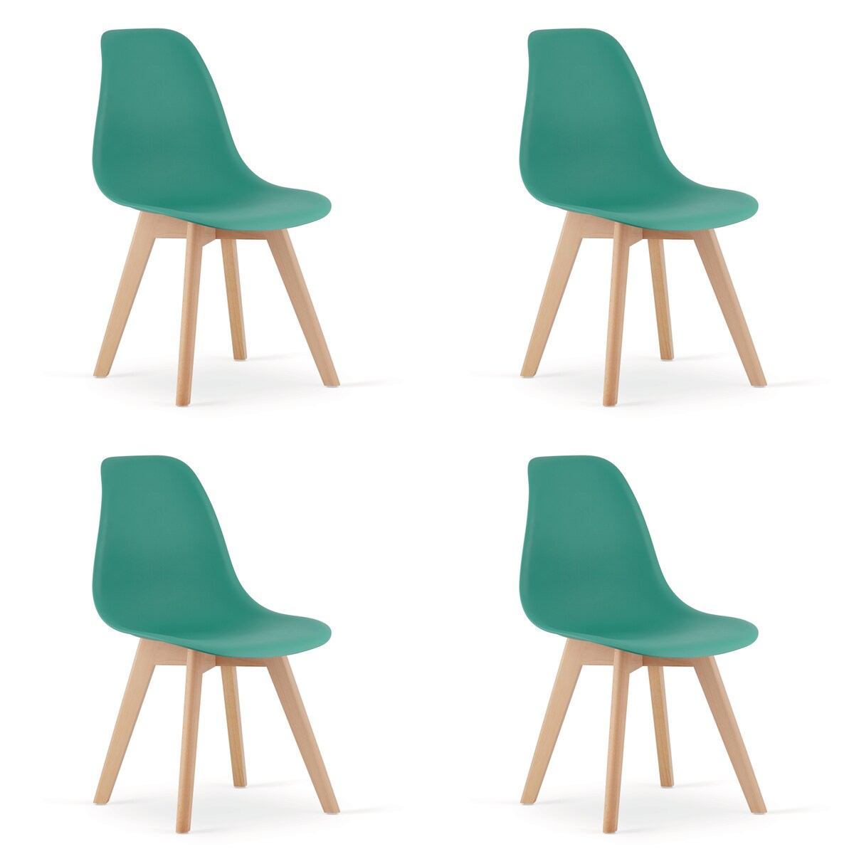 Krzesło do jadalni Kito Zielone, Nogi Naturalne 4 szt.