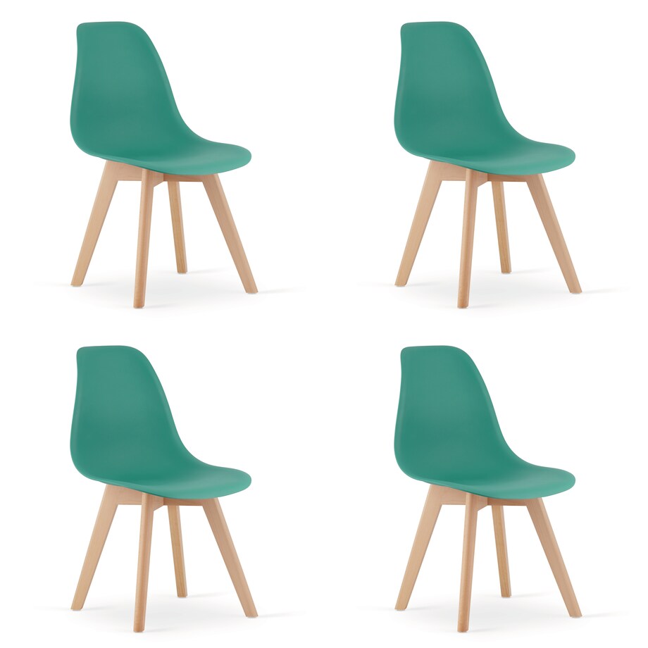Krzesło do jadalni Kito Zielone, Nogi Naturalne 4 szt.