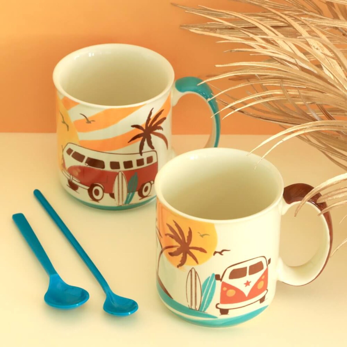 Kubek ceramiczny SUNRISE z uchwytem 450ml - ręcznie malowany na kawę herbatę z letnim motywem, upominek prezent dla faceta mężczyzny kobiety