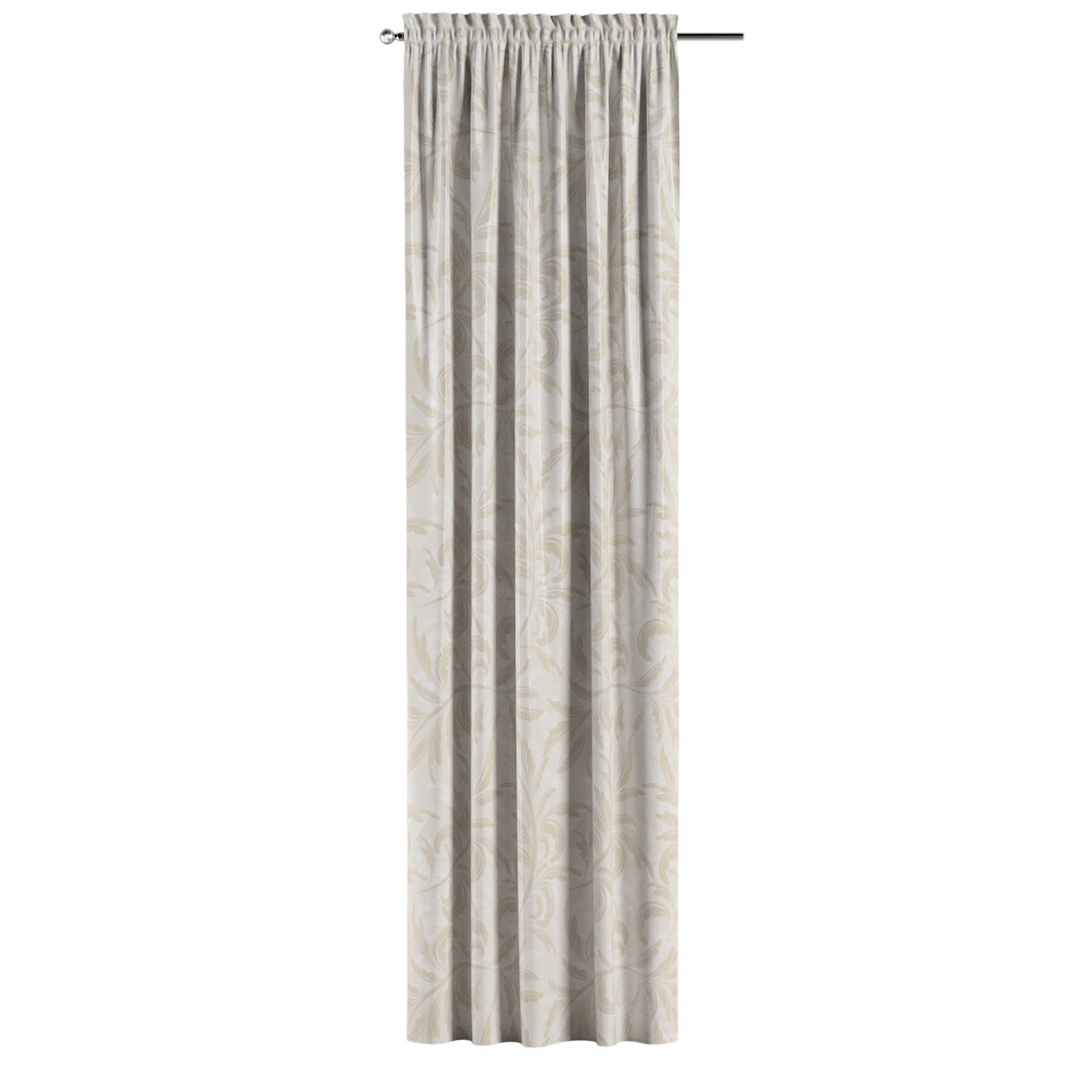 Zasłona na kanale z grzywką 1 szt. 130x260 ecru liście akantu
