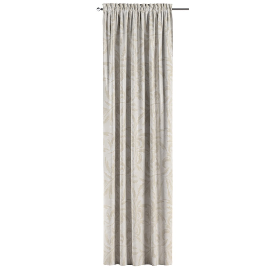 Zasłona na kanale z grzywką 1 szt. 130x260 ecru liście akantu