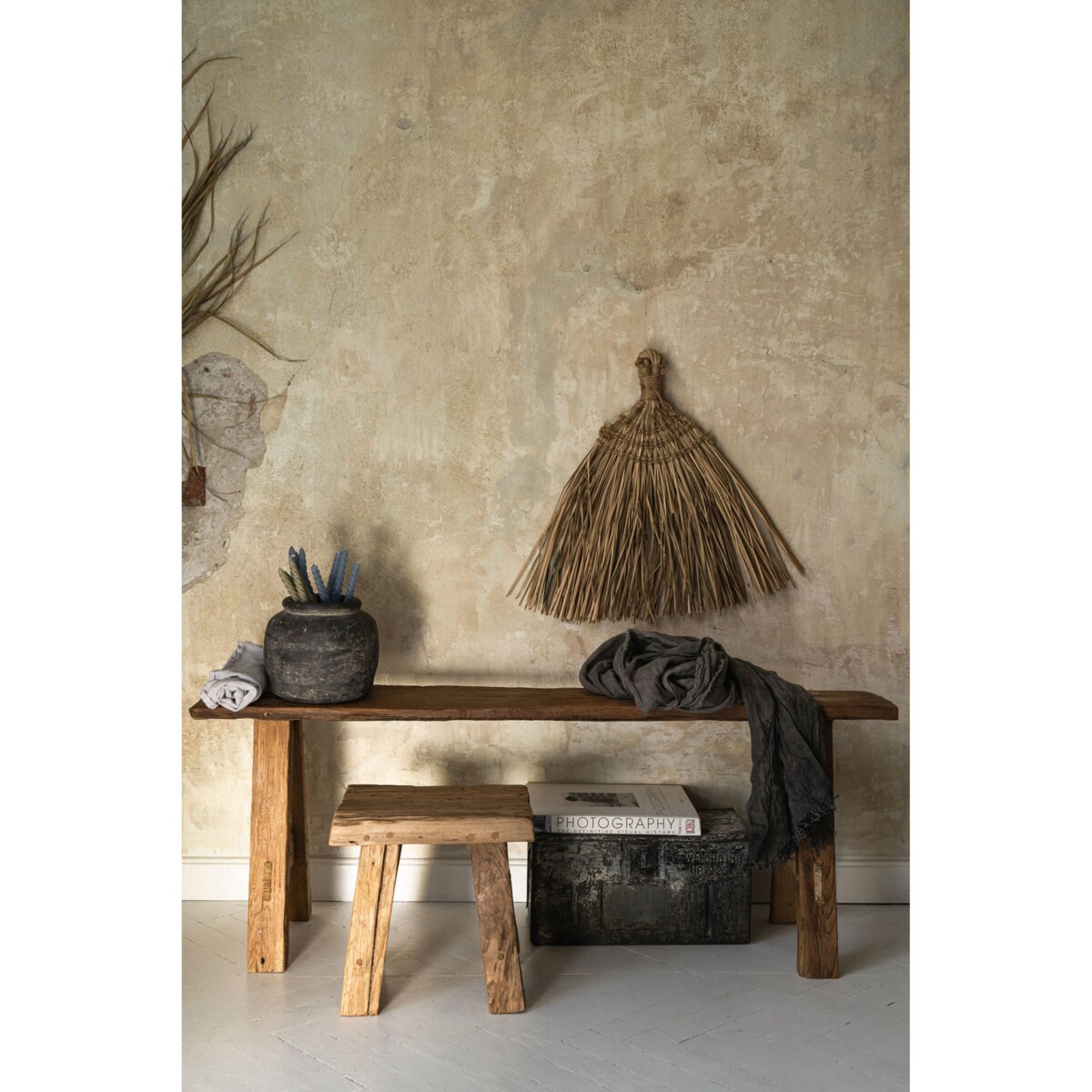 Ławka z recyklingowanego drewna tekowego TIKI 120 cm