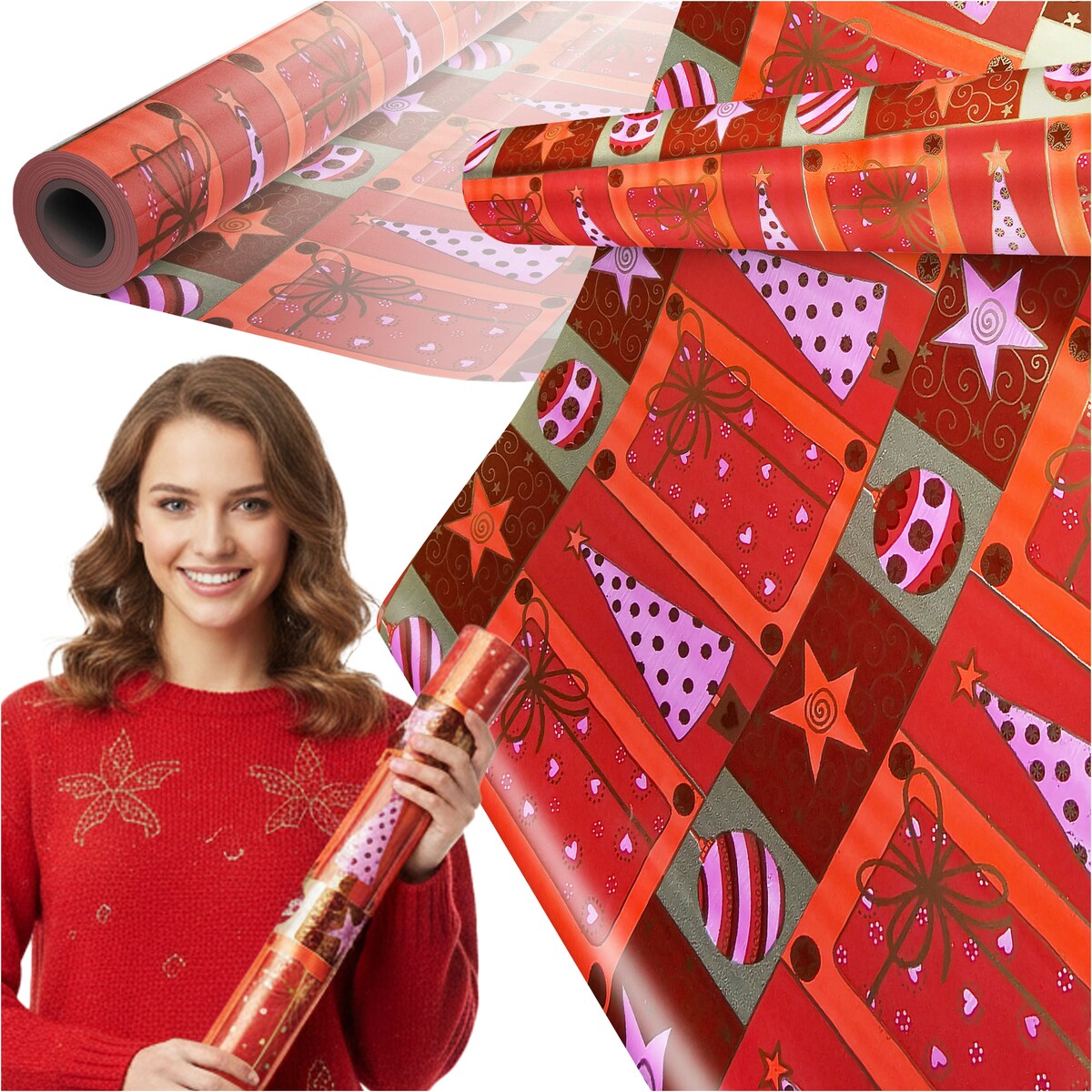 Papier Prezentowy Do Pakowania Prezentów 20 m MEGAROLKA Świąteczny Do Paczek Boże Narodzenie Ozdobny