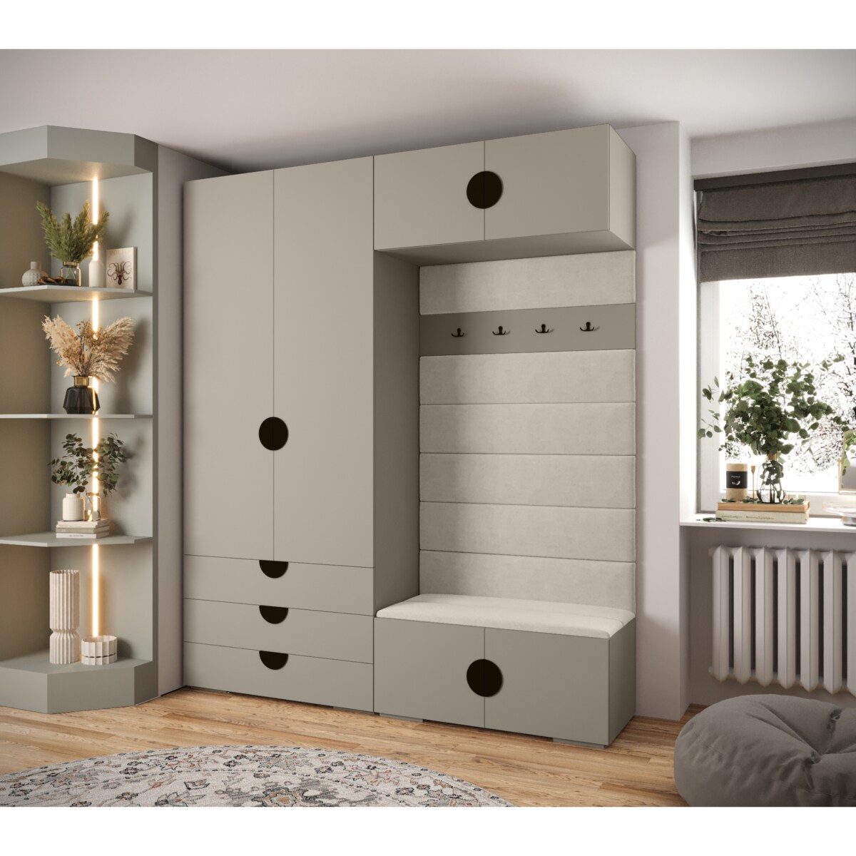 Garderoba do przedpokoju INOVA 4 Z12 kaszmir+czarny+manila02