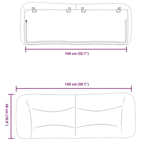 vidaXL Poduszka na wezgłowie, Hvar, niebieska, 140 cm, tkanina