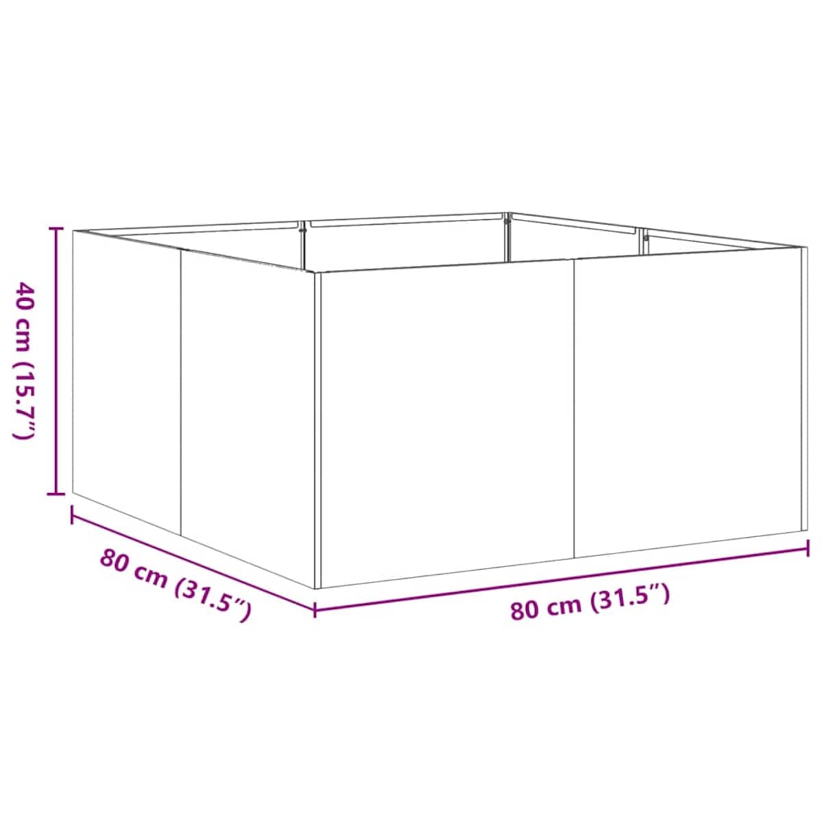 vidaXL Doniczka Rusty 80x80x40 cm Stal nierdzewna