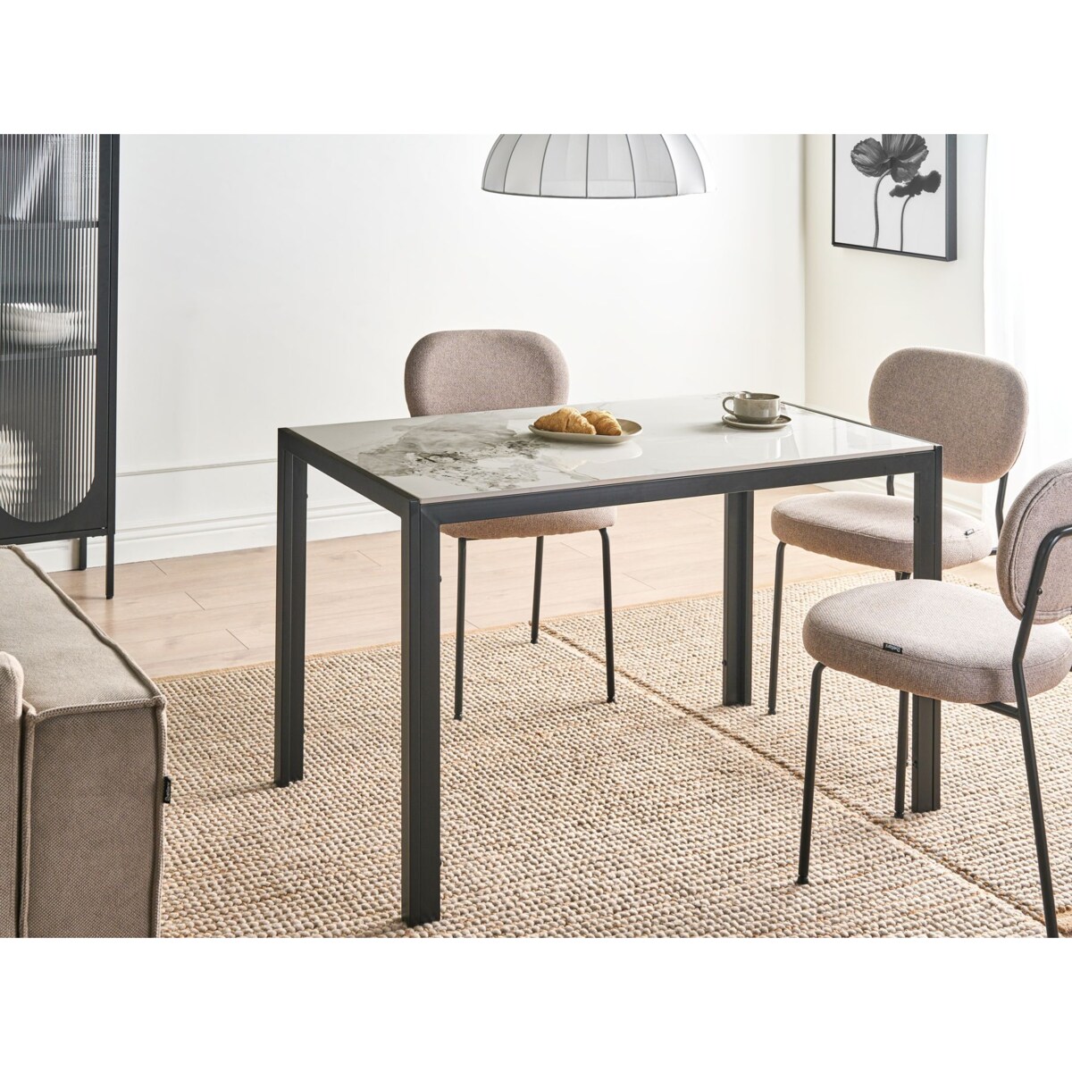 Stół do jadalni CLARENCE Biały marmur 120 cm 70 cm Ceramika